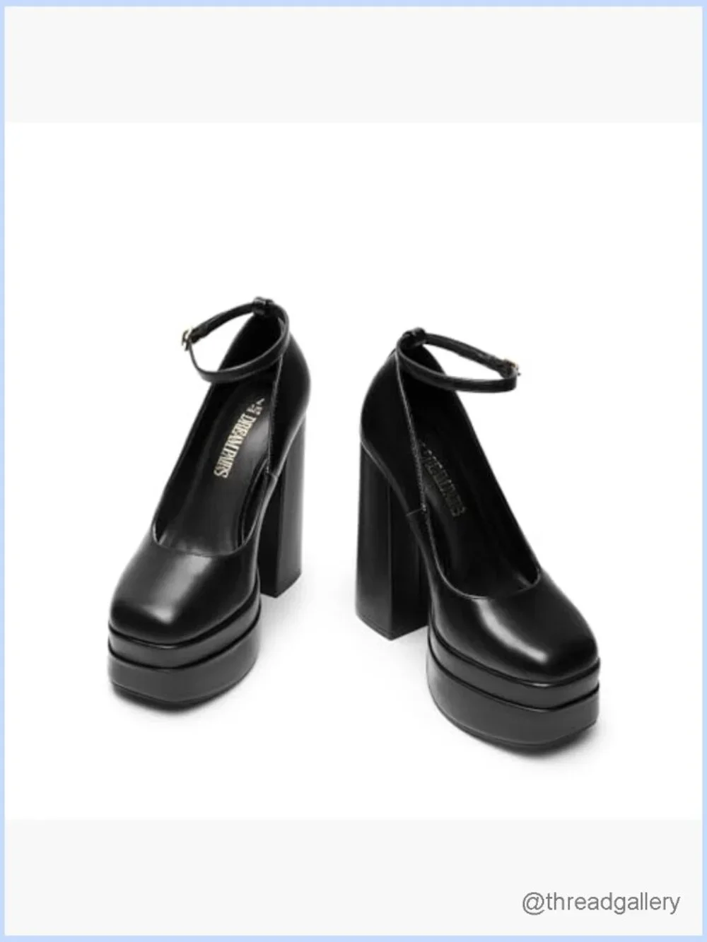 Y2K Chunky Platform Pumps Square Toe Ankle Strap Party Heels 5.5